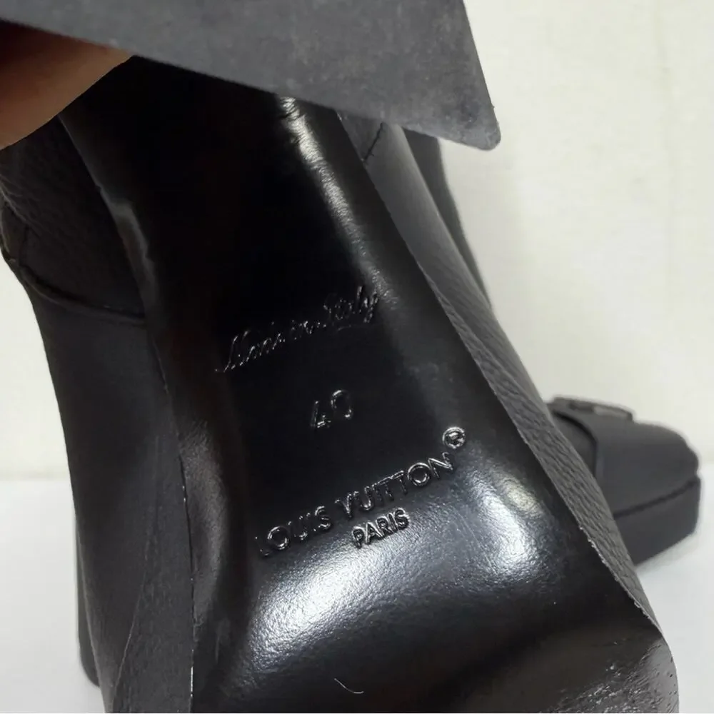 Louis Vuitton Shake Platform Ankle Boot in Black Grained Calf Leather Size 40 - Picture 9 of 11